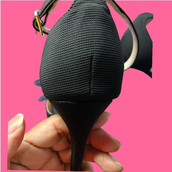 Pointed Toe Heels With Tulle Bow Detail & Ankle Strap Elegant Women Blck Size 37 - Picture 16 of 16